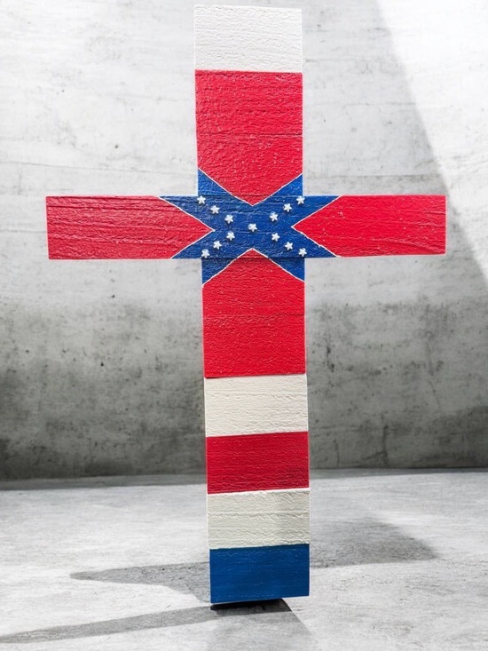 Handcrafted Other - Handcrafted by me Patriotic Cedar Wooden Cross Wall Decor - Red, White & Blue